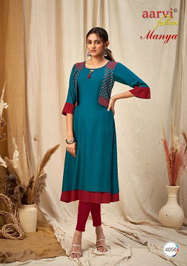 Aarvi Manya 25 Fancy Ethnic Wear Rayon Anarkali Designer Kurti Collection